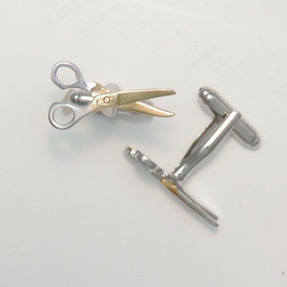 The French Cuff Other - New 2 tone Scissors Cuff links silver gold